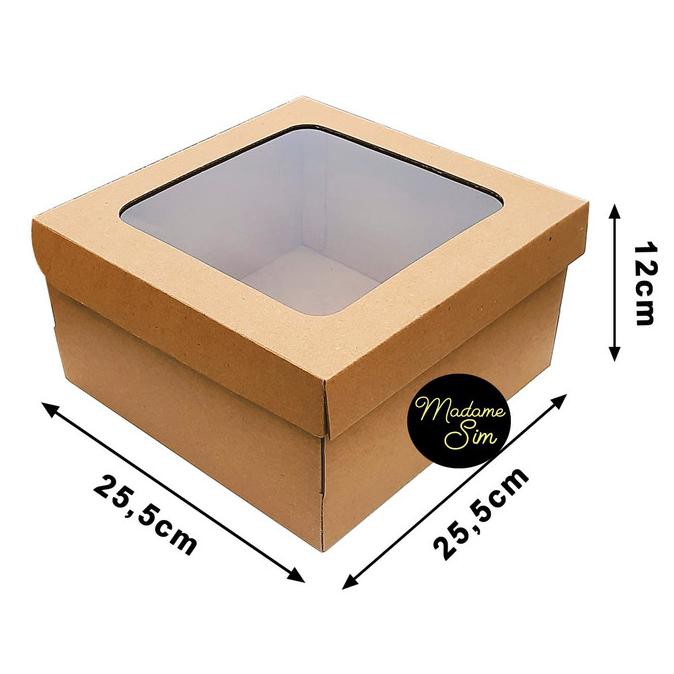 

BARU KOTAK KUE - CAKE BOX 25 x 25 x 12 CM - COKLAT + JENDELA