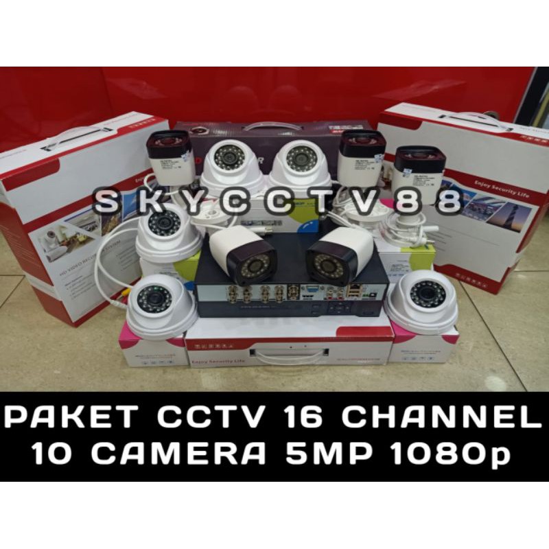 Paket Cctv Xmeye 16 Channel 10 Camera 5Mp Full HD 1080p Komplit+HDD 500GB
