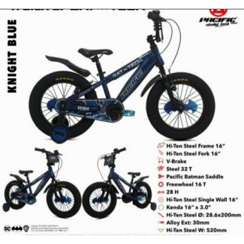 Sepeda BMX Anak 16 inch Hotshot Pacific Batman Ban 3.0 Ban Jumbo