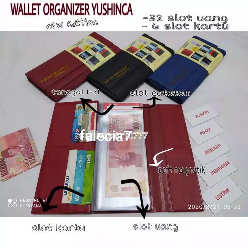 Ready langsung kirim Falecia7 Dompet panjang banyak sekat / dompet pengatur keuangan