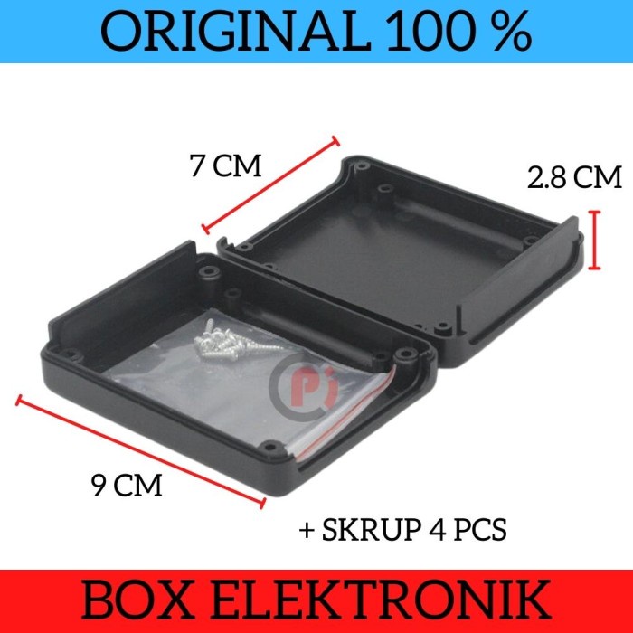 Kotak Box Plastik Project Elektronik 90x70x28mm + Baut Case ABS Hitam