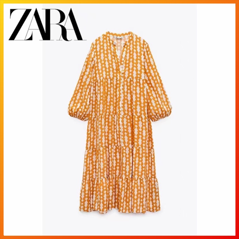Zara summer new women's print midi parachute silhouette dress