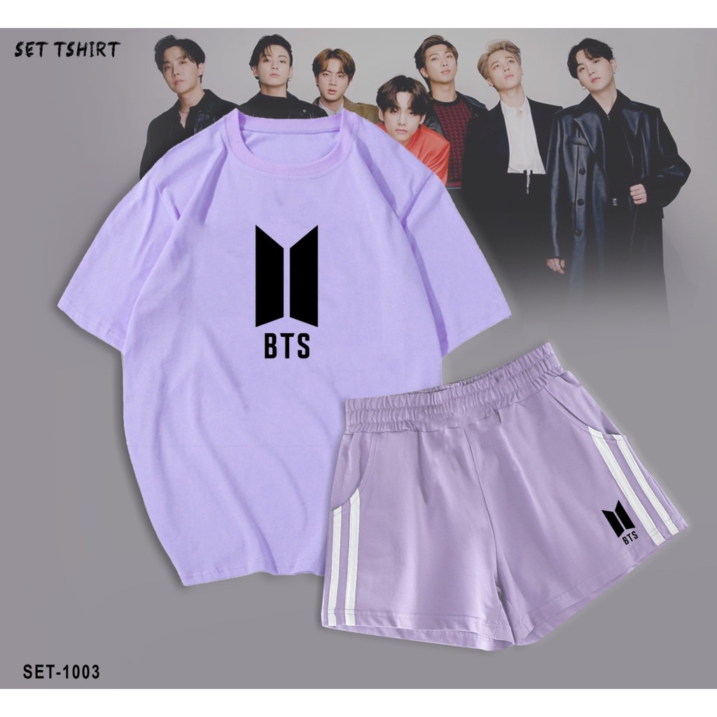 KAOS/T SHIRT BAJU SETELAN/SET CELANA SANTAI/GAMBAR BTS/BEST SELLER/SIMPLE