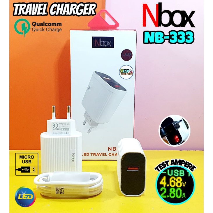 Travel Charger Adaptor TC Nbox NB-333 Qualcomm LED Micro USB