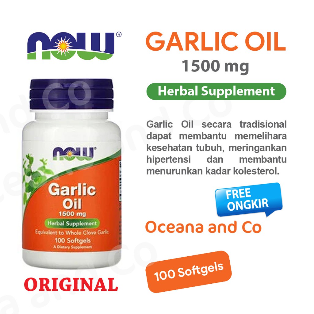 Now Foods ~ Garlic Oil 1500mg 100Softgels Murah Termurah