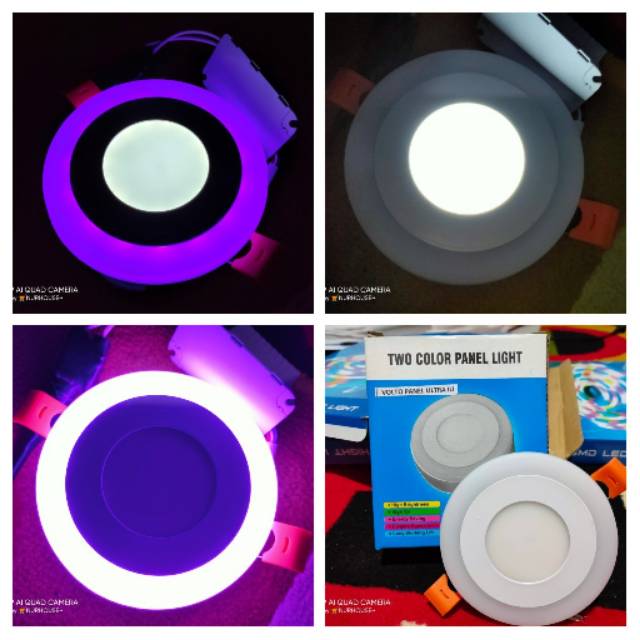 Downlight 2 warna IB 3w+3w putih ungu / pink