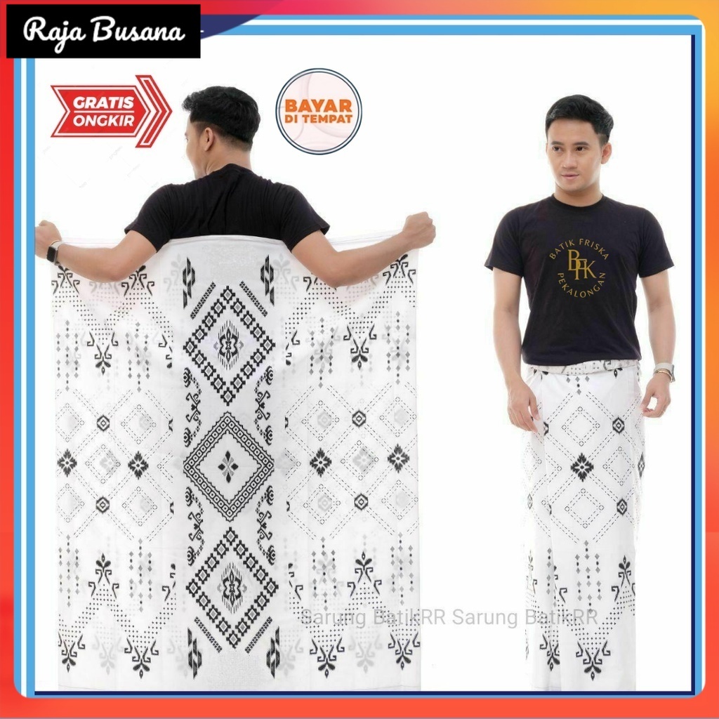 RAJA BUSANA | SARUNG BATIK DEWASA MOTIF PALEKAT PUTIH BATIK PEKALONGAN BISA BAYAR DITEMPAT / COD SARUNG BATIK KODIAN MOTIF RANDOM