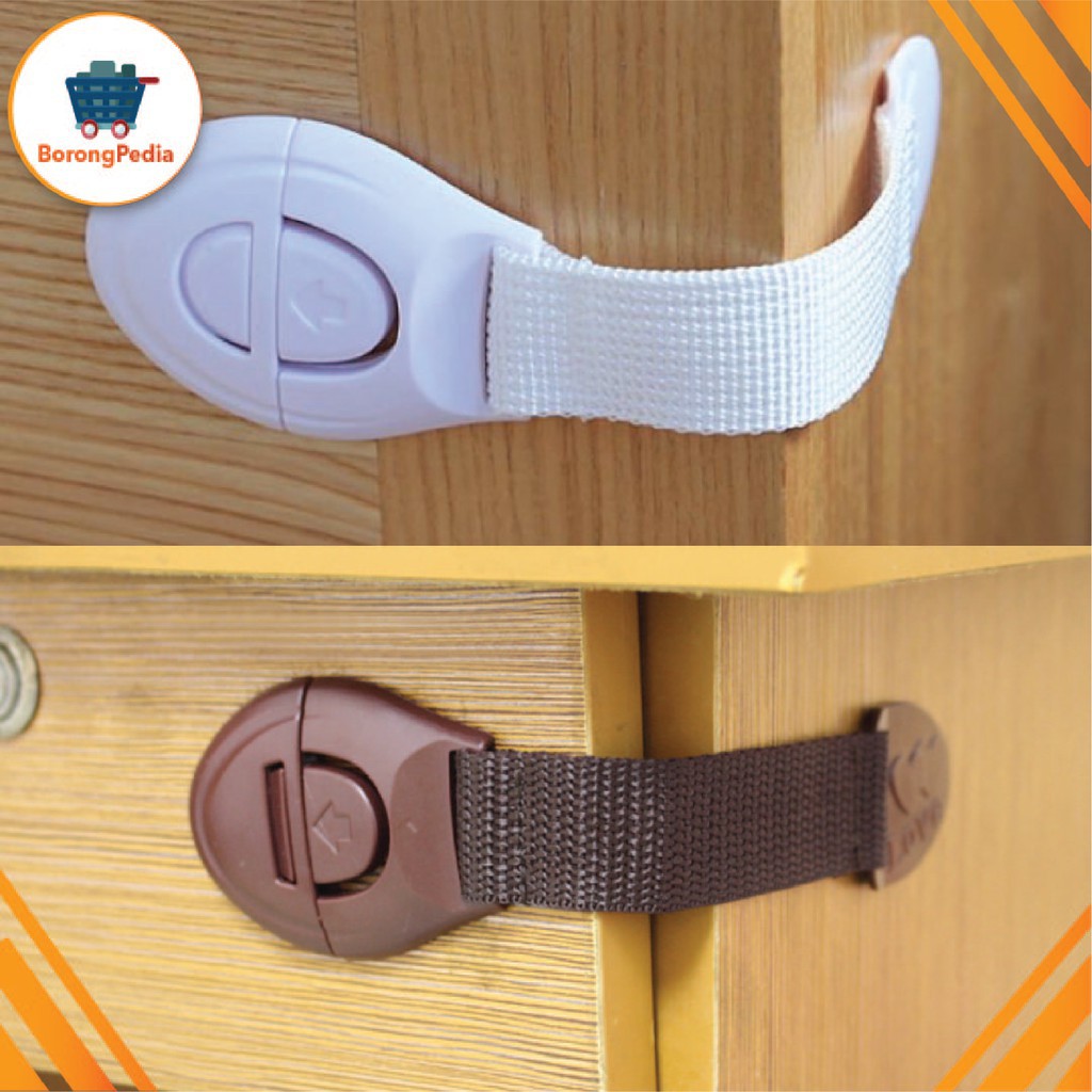 HIPPO LAND Baby Safety Lock Drawer / Pengaman Laci, Lemari, Meja Bayi / Tali Penahan Pengunci 36