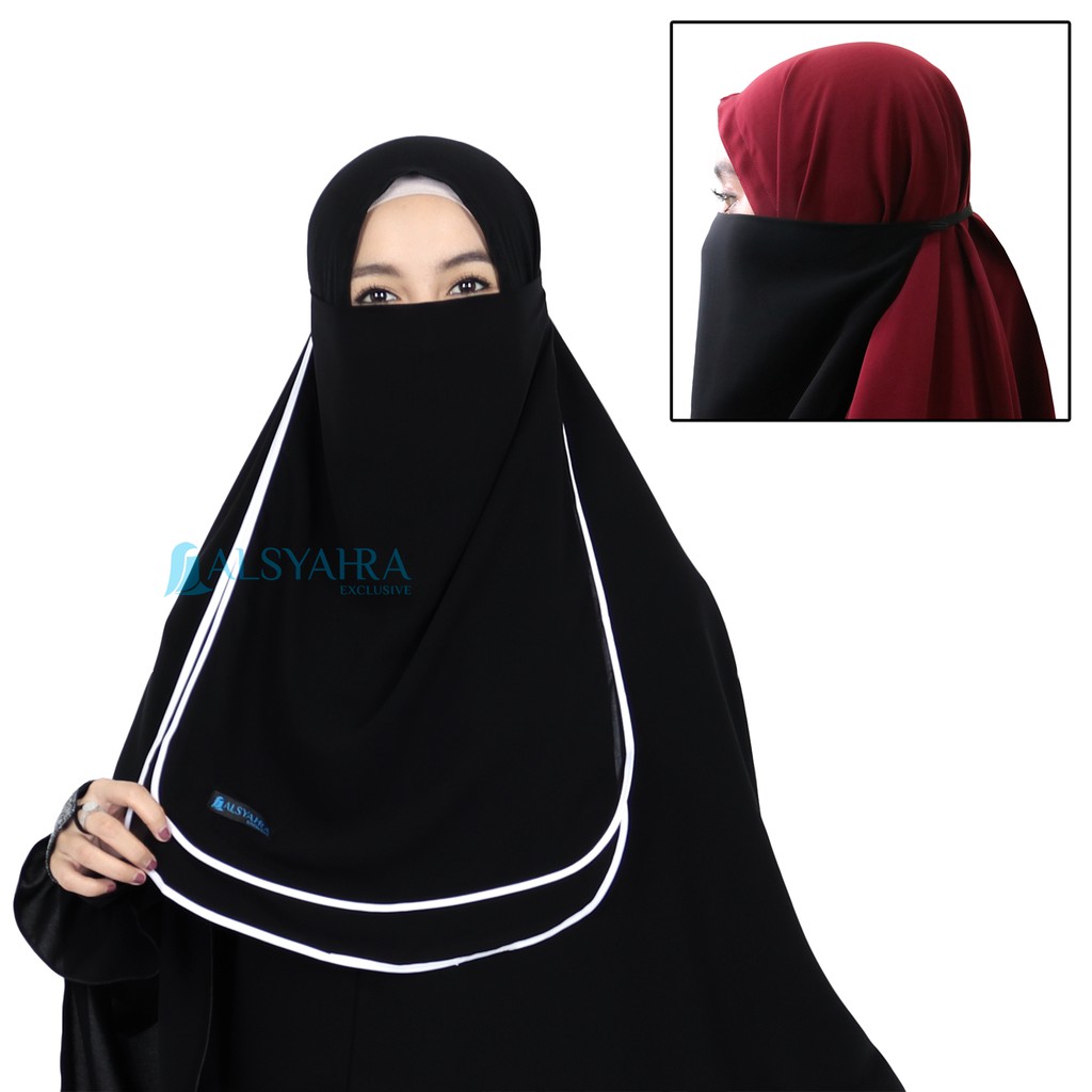 Alsyahra Exclusive Cadar Tali Karet Hijrah Sifon Jetblack