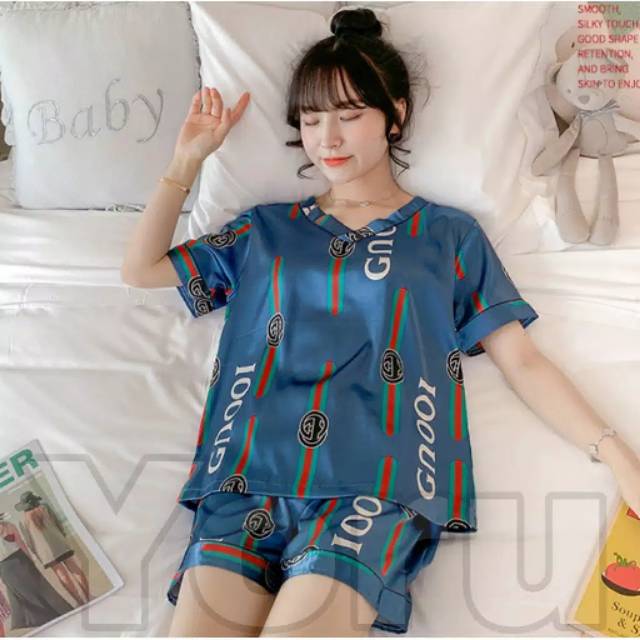 Piyama Import Korea Gucci Satin Lembut