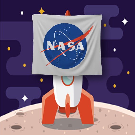Bendera Viral Nasa Logo Tapestry Wall Decor Hiasan Dinding Flag Kain Custom