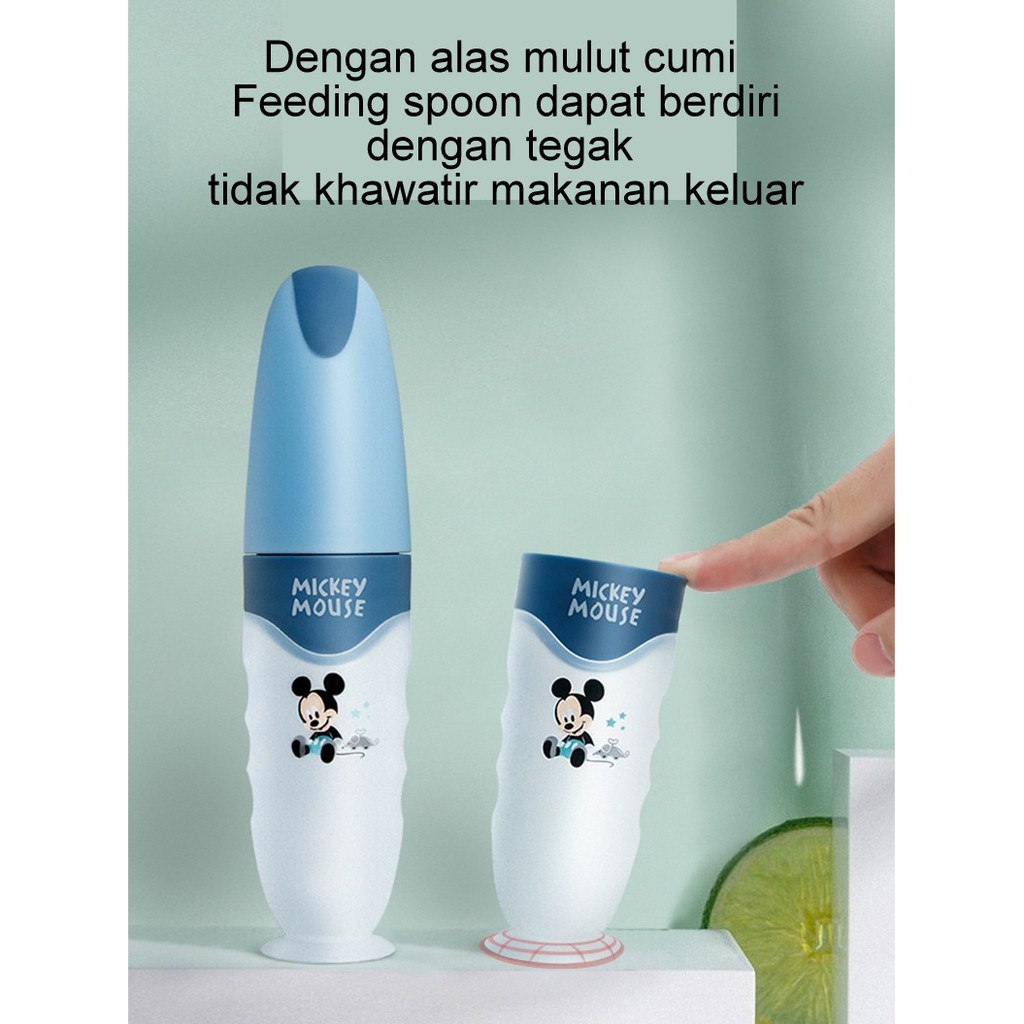 Sendok Botol Makan Bayi MPASI disney Botol Silicone Baby Feeding Spoon