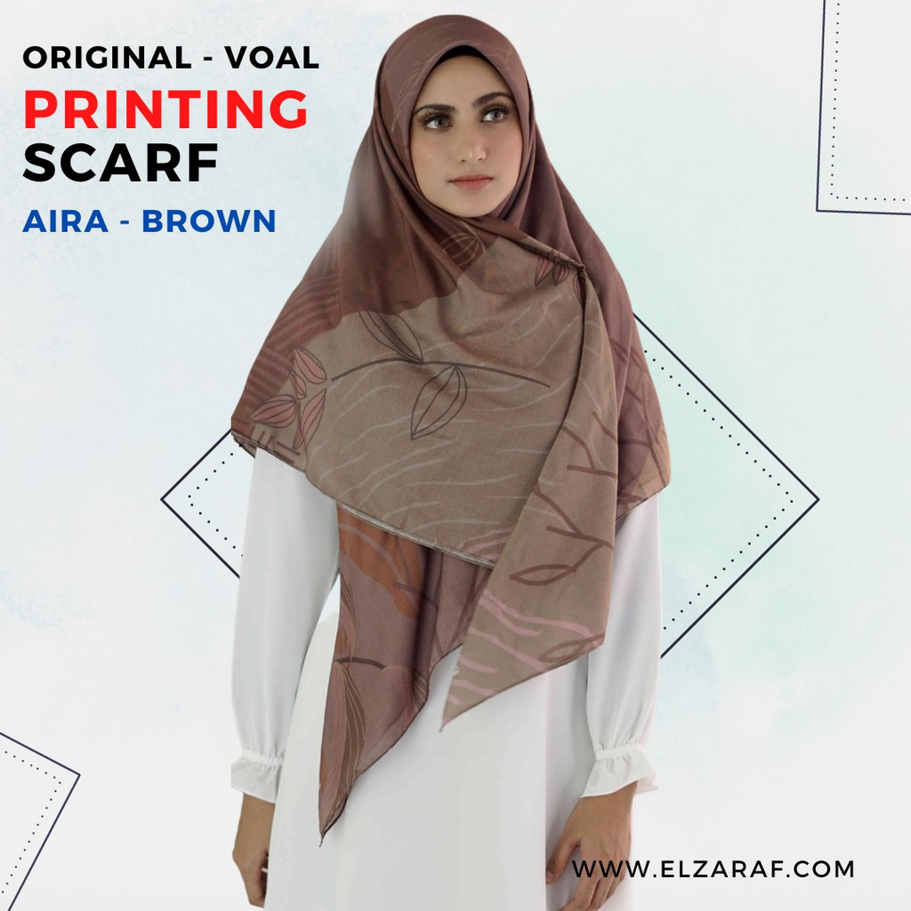 Voal Printing Motif Premium Scraft Printed Jilbab Segi Empat Syari Hijab Alsa