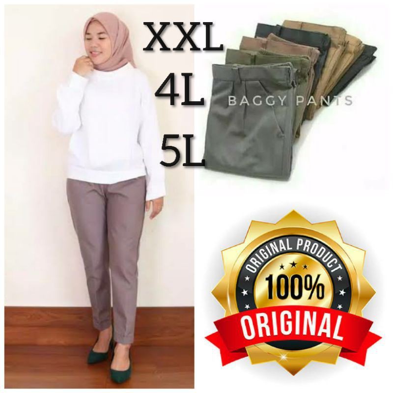 JUMBO BAGGY PANTS PREMIUM AMERICAN DRILL BIG SIZE XXL 4L 5L black,Milo,latte,dark grey,Moss,nude