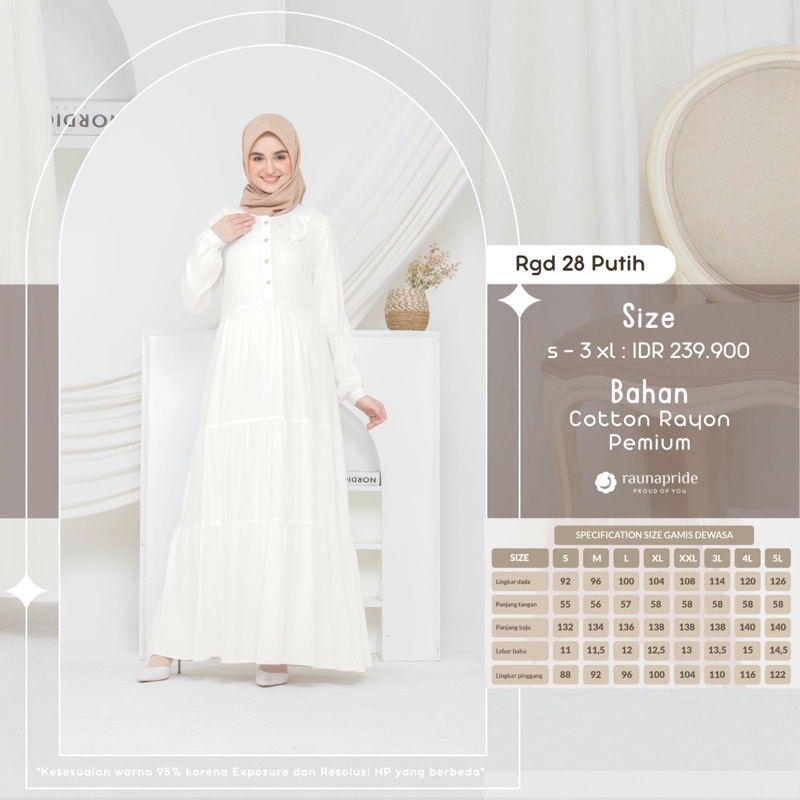 RGD 28 PUTIH/RAUNA/DRESS PUTIH/DRESS/GAMIS