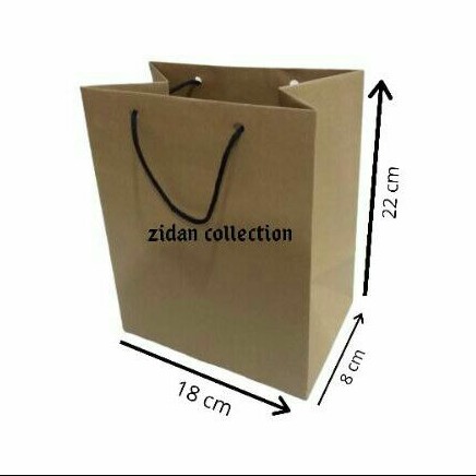 

PAPERBAG ukuran 18×8×22 cm p×l×t craft coklat