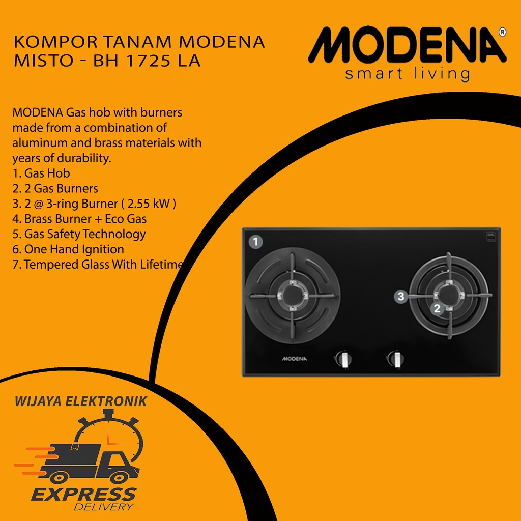 KOMPOR GAS TANAM 2TUNGKU MODENA BH1725LA