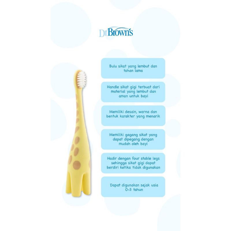 Dr Brown's Tooth Brush Infant to Toddler 0-3th / Dr Browns Sikat Gigi Bayi / Dr Brown Pembersih Gigi Bayi