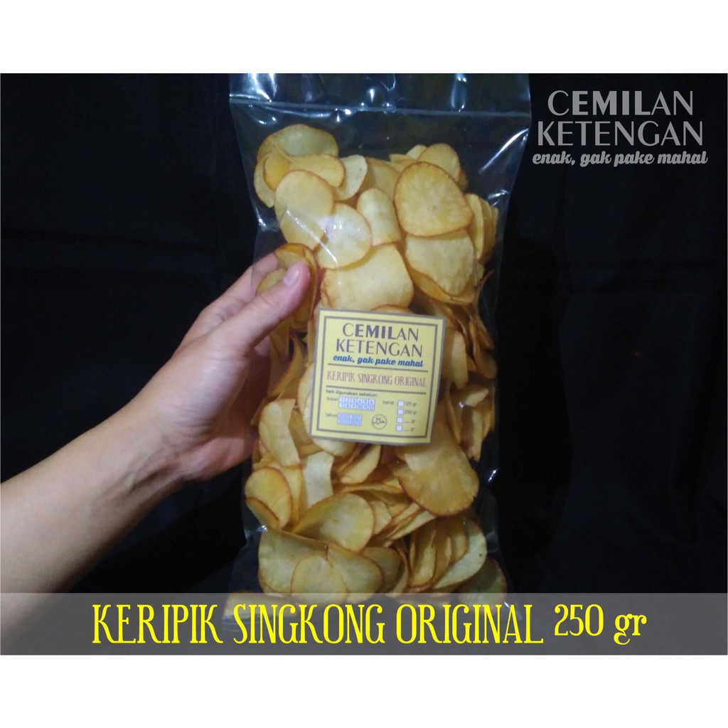 

KRIPIK/KERIPIK SINGKONG ORIGINAL 250 GR/CEMILAN KETENGAN/STIK/STICK