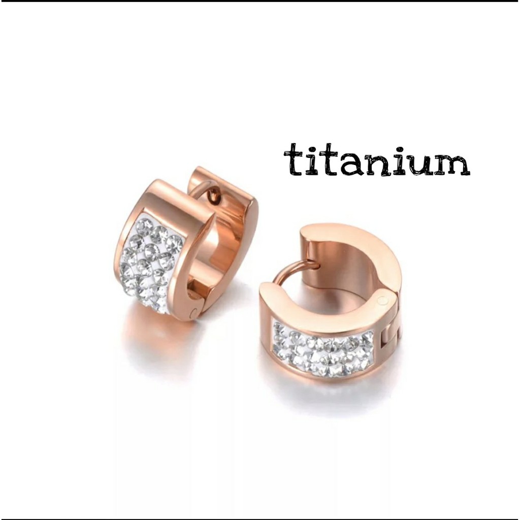 Anting Jepit Titanium Mosaic Bertaburkan Diamonds artifisial Model Modis Dan Mewah