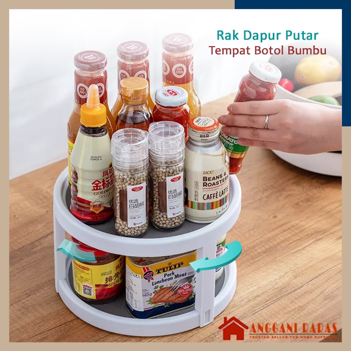 Rak Putar Tempat Bumbu Dapur Tingkat Rak Susun Portable Kitchen Set Rack