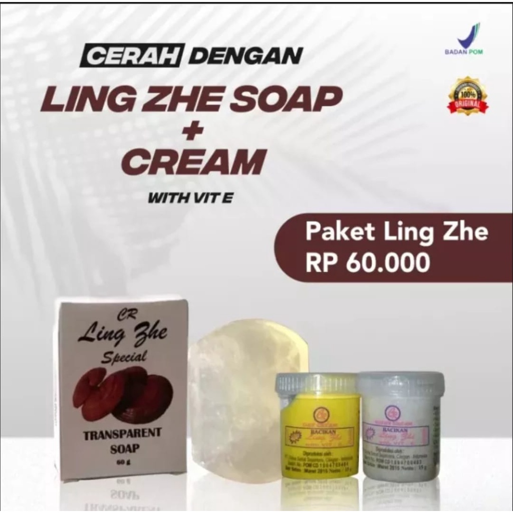 Paket 3 in 1 Cream Ling Zhi Original / Paket Cream Ling Zhi Asli / Cream Pemutih Glowing