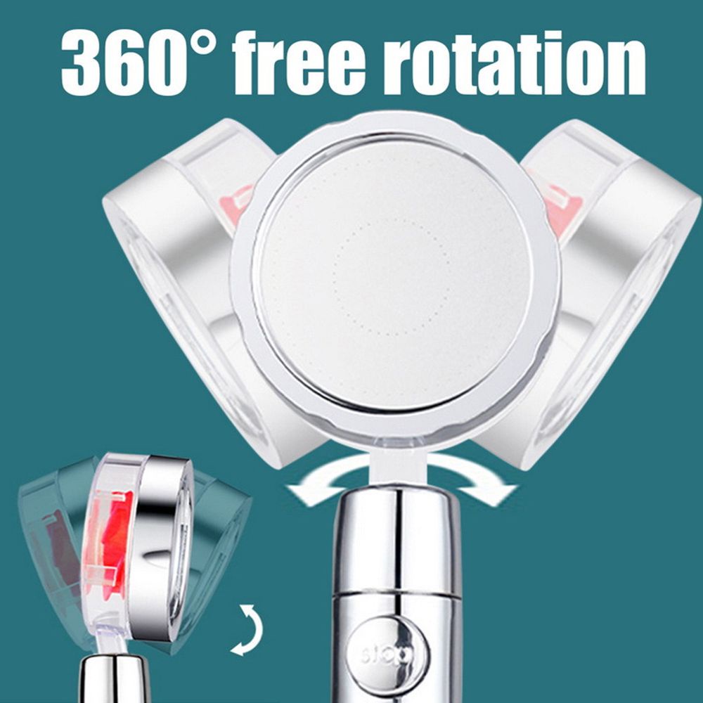 PREVALENT Turbo Charged Handheld Turbocharged Pressure Water Saving Spray 360 Rotated Rainfall Shower Head Bathroom Pressurized Massage Turbo Fan with Filter and Pause Switch Spinning Propeller Shower