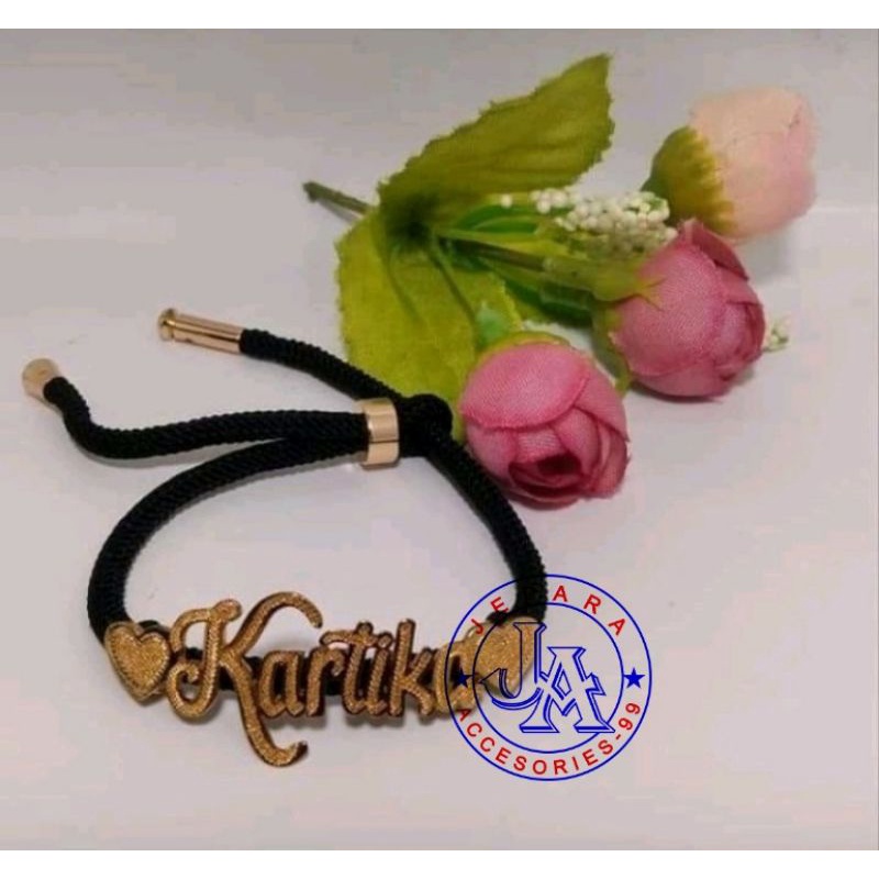 Gelang Tali Ukir Nama Anti Karat lapis emas 24k berkualitas