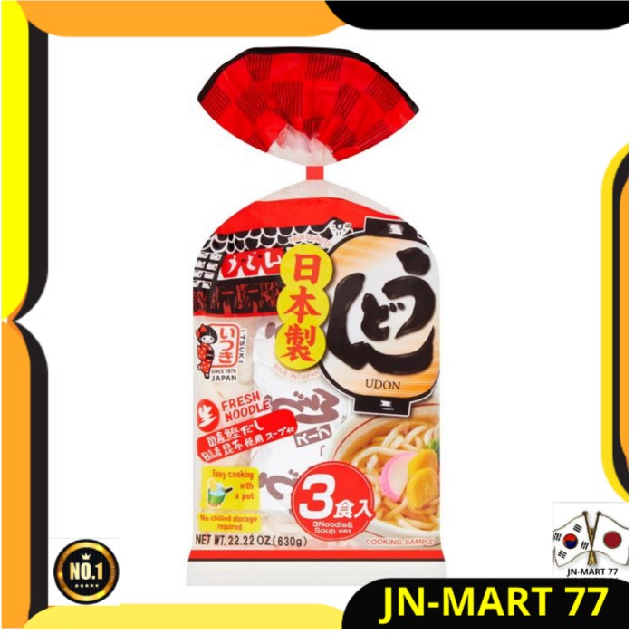 

MAKANAN JEPANG HALAL/MIE JEPANG ITSUKI YUDE UDON NOODLES 3 PCS WITH SOUP-MIE UDON ASLI ORI IMPOR