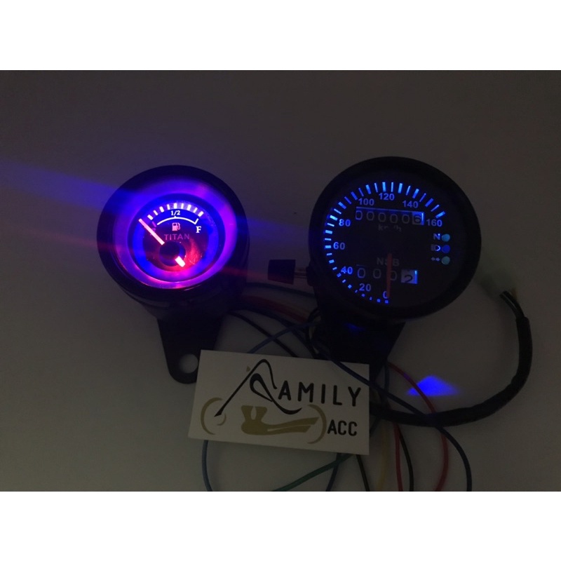 Speedometer Kilometer + Indikator Led Sein plus Amper Bensin Led Jarum Motor Universal modifikasi