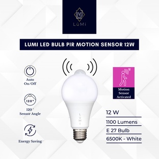 LUMI Lampu LED PIR Body Motion Sensor 12W Light Bulb ON/OFF