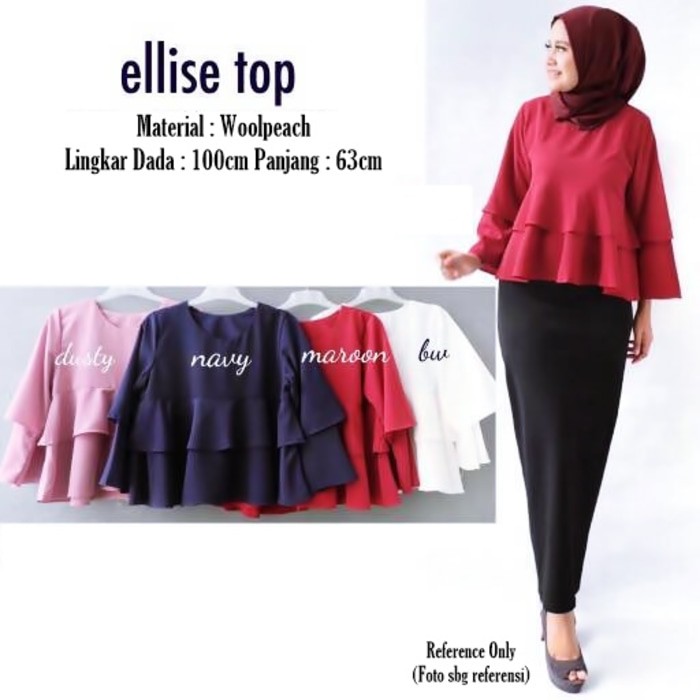 Baju blus polos atasan wanita muslimah Ellise Top