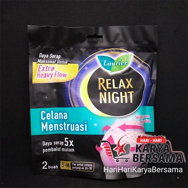 Laurier Relax Night Celana Menstruasi Pembalut Wanita Size M-XL 2 Buah_Cerianti