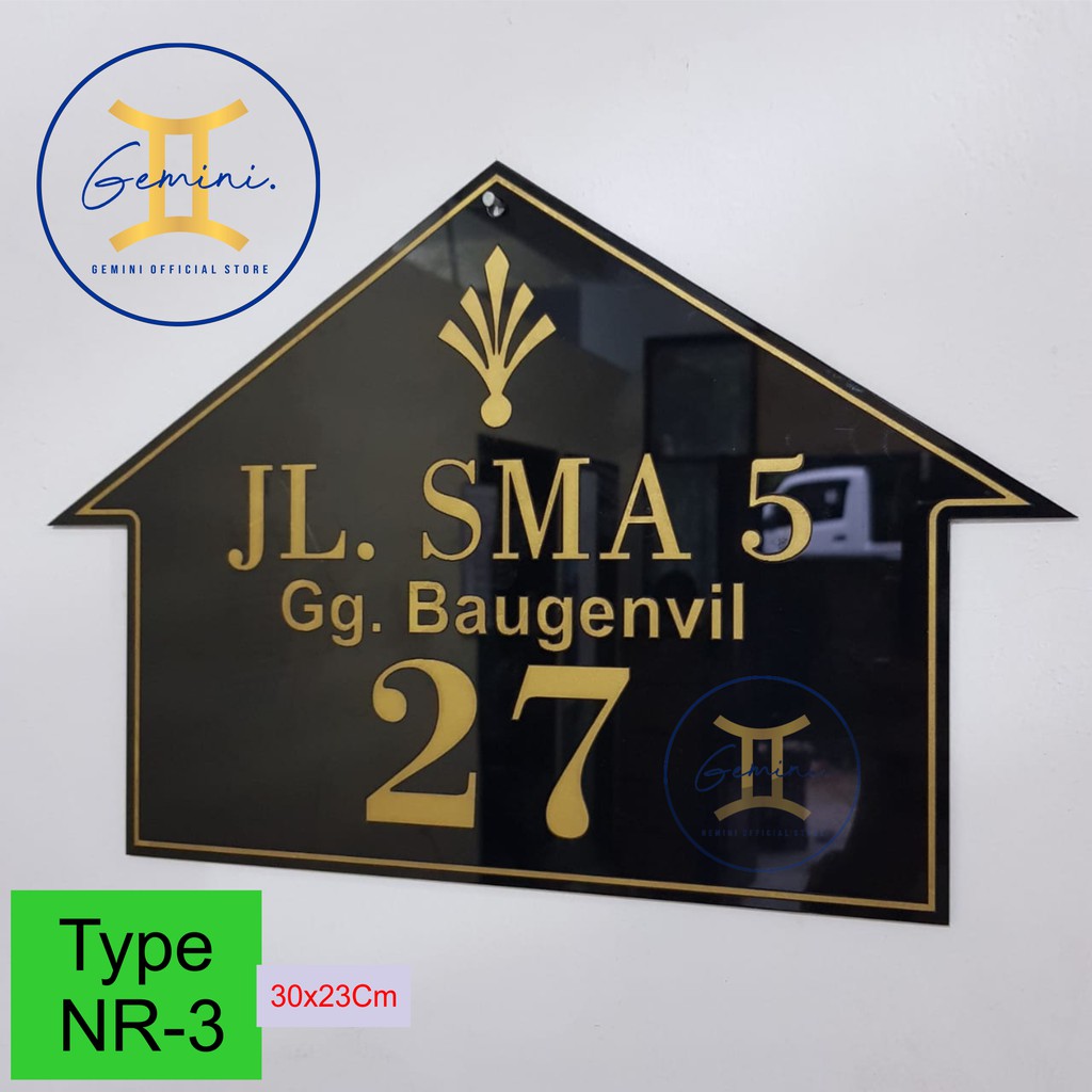 (REV001) READY!!! Nomor Rumah GOLD Mirror 2 Timbul Lapis Acrylic Dekorasi Hiasan Akrilik