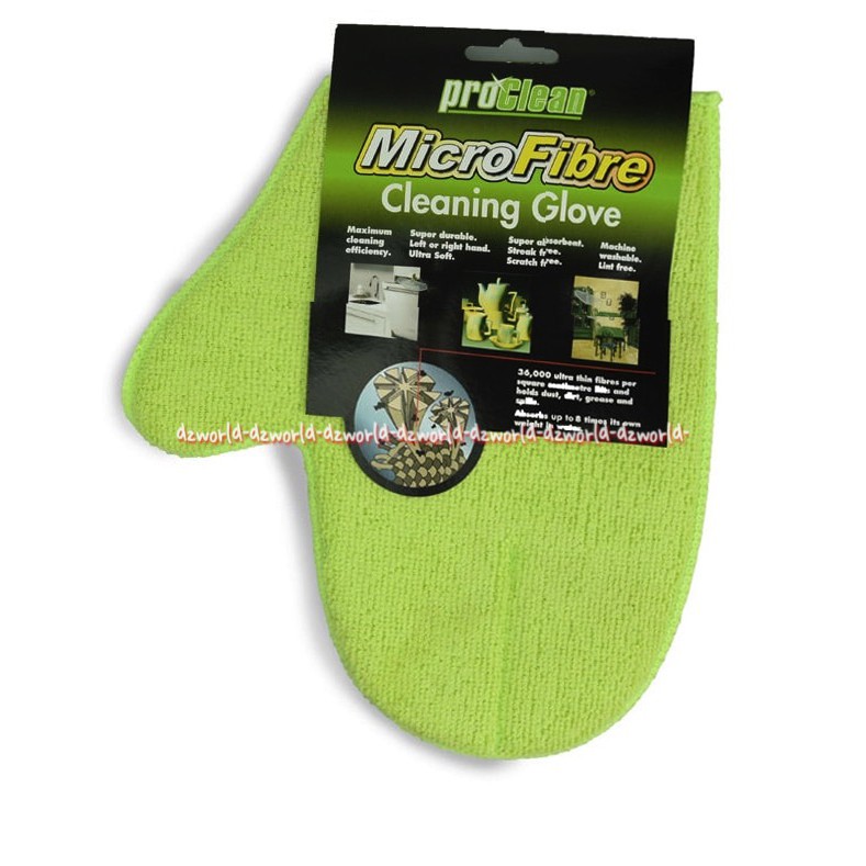 Proclean Microfibre Cleaning Glove Green Sarung Tangan Pembersih Microfiber Model Sarung Tangan Warna Hijau Gloves