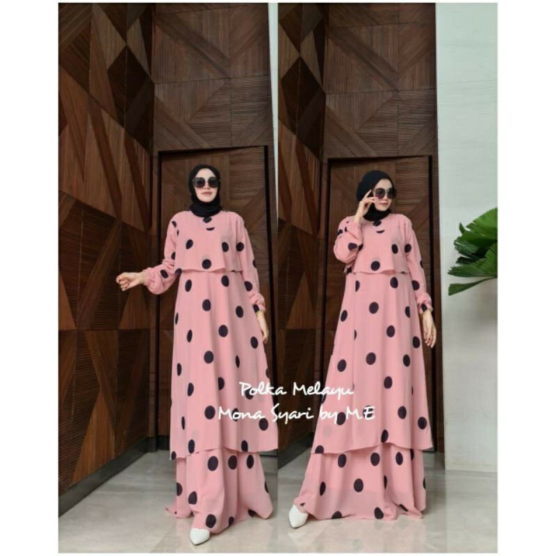 Malaysia polka/gamis jumbo/ gamis ceruty babydol premium