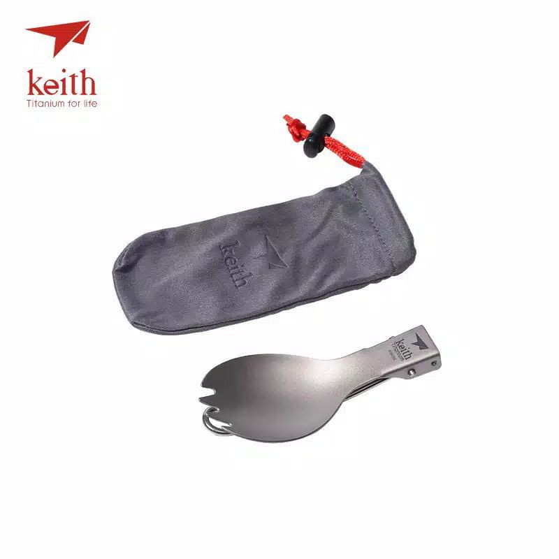 Keith titanium Ti5301 folding spork sendok bergerigi spoon Ultralight camping