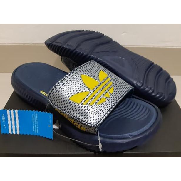 SANDAL PRIA / WANITA / SLIDE ADIDAS ALPHABOUNCE SLIDE NAVY UPPER SILVER YELLOW KUALITAS PREMIUM