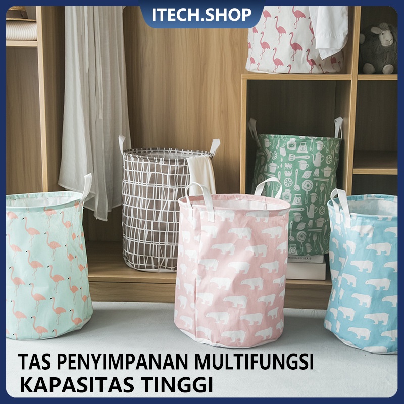 【COD】Keranjang Binatu Keranjang Pakaian Kotor Bulat Keranjang Penyimpanan Serbaguna organizer Bag