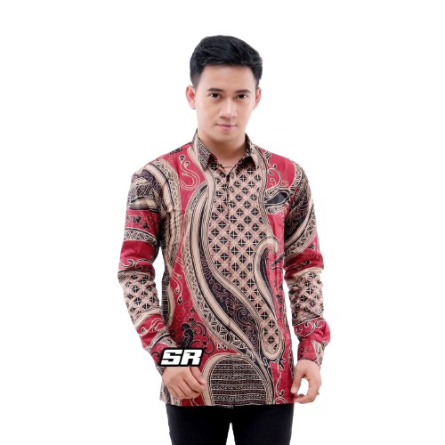EMHABATIK | Batik Couple Modern Tunik Kemeja atasan Formal Halus adem-KMJ BANYUMILI MERAH