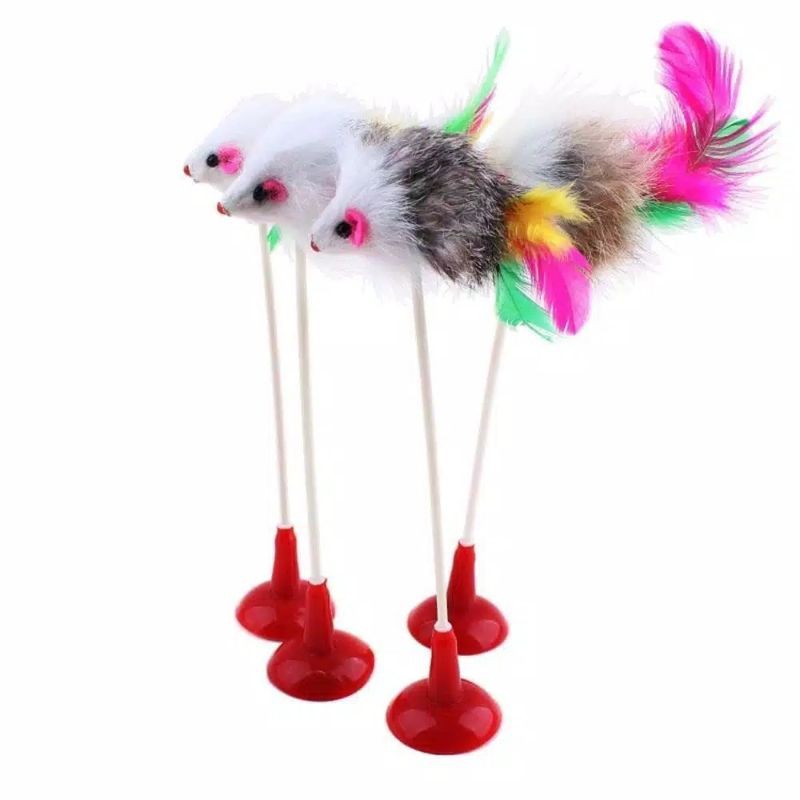 Mainan kucing anjing stick tikus dengan sucker
