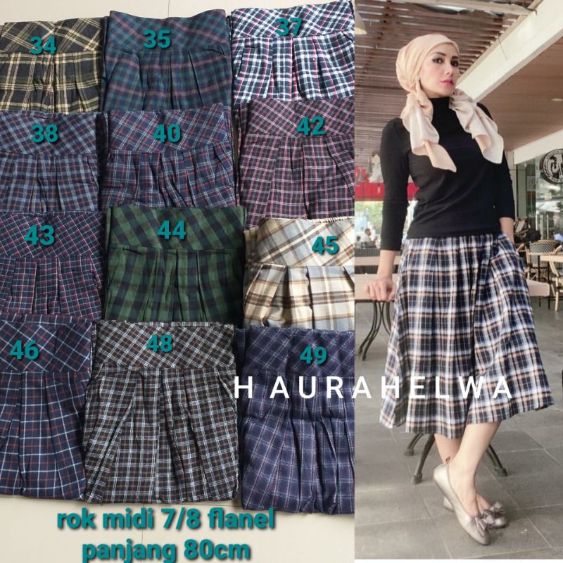 ROK FLANEL IMPORT MIDI 7 8 TARTAN HAURAHELWA Shopee 