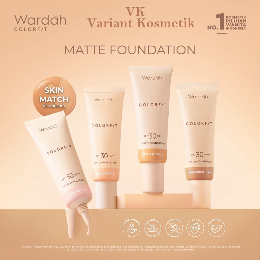 WARDAH Colorfit Matte Foundation / Wardah Colorfit Alas Bedak Cair NEW