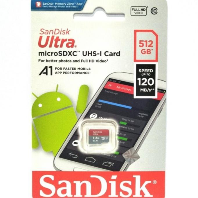 Memory Card | Micro SD 512GB SanDisk Ultra A1 up to 120Mbps Class 10 - Garansi Resmi 10 Tahun