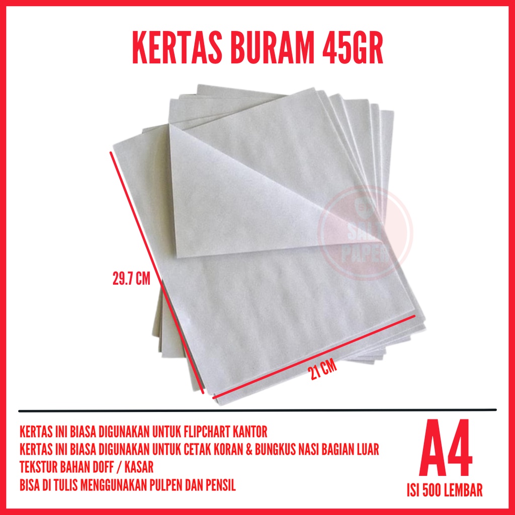

Kertas Buram A4 1 Rim isi 500 lembar / Kertas Buram A4
