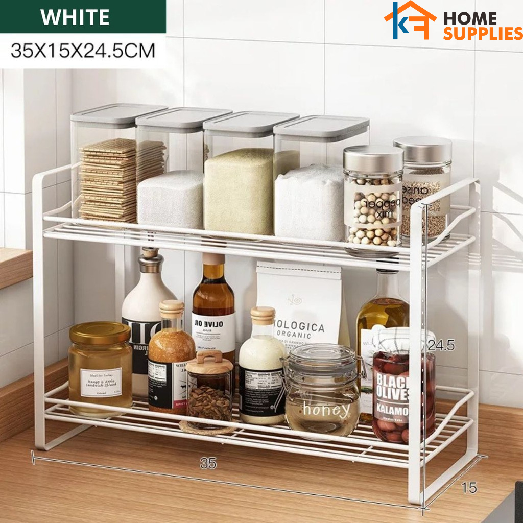 【KF】Rak Dapur Minimalis Rak Sisipan Kolong Dapur Rak Storage Multifungsi  / Rak Bumbu Nordic Style 2 Tingkat Rak Dapur Serbaguna Rak Dapur Susun Tanpa Rakit