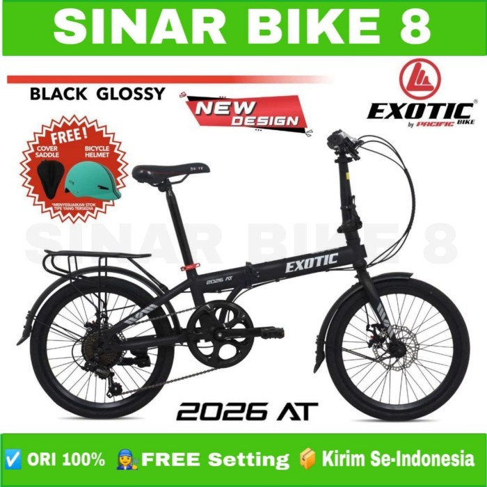 Sepeda Lipat Ukuran 20 Inch EXOTIC 2026 AT BONUS Helm &amp; Cover Saddle Garansi