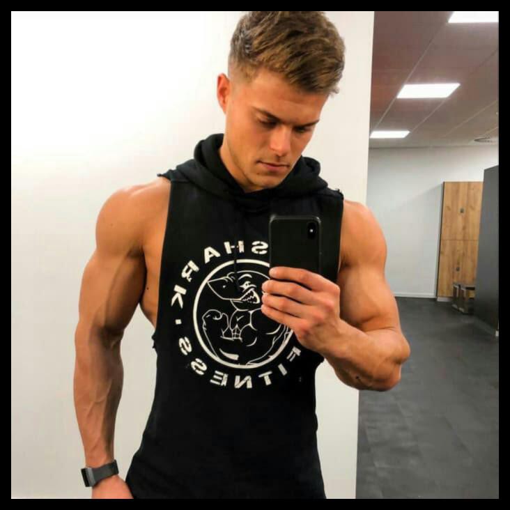 Singlet Hoodie Big Logo Gymshark Fitnes / Kaos Gym Training Running