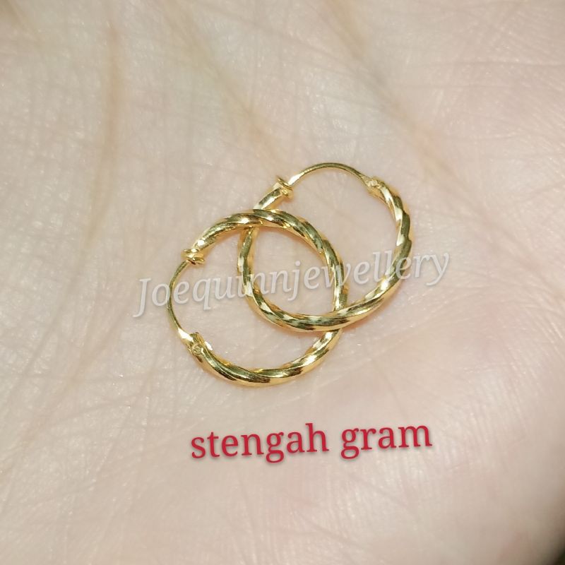 Anting bulet  emas muda berat stengah gram