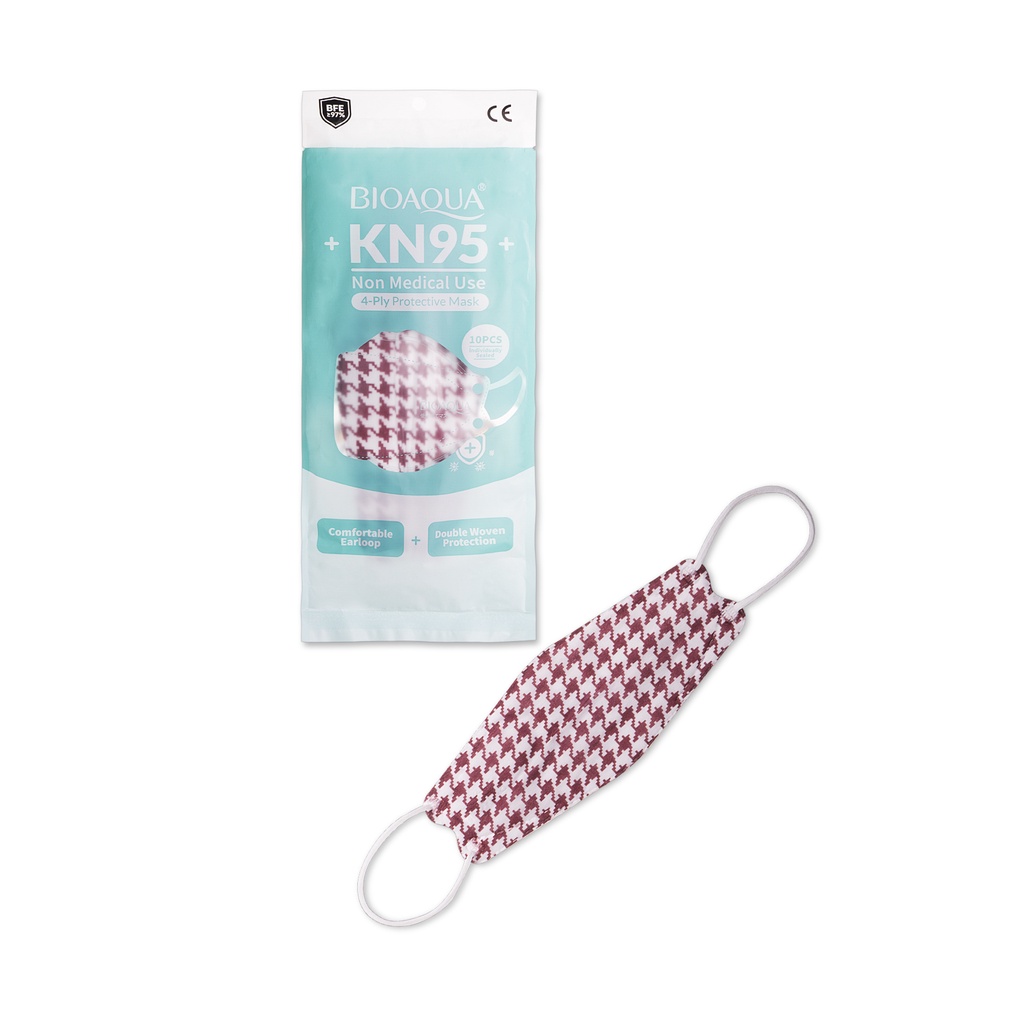 BIOAQUA Mask Earloop Motif Dewasa Original Disposable Mask Kesehatan Medis Kf 94 Murah Tebal 10 Pcs